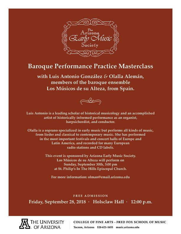 Baroque Performance Practice Masterclass School Of Music